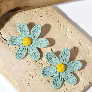Lalita Boho Raffia Flower Earrings